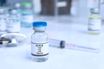 Photograph of an MMR vaccine in a laboratory